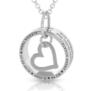 Name necklace birth ring chain engraving mom gift necklace silver heart silver chain text birth necklace mother baby jewelry 925 silver jewelry