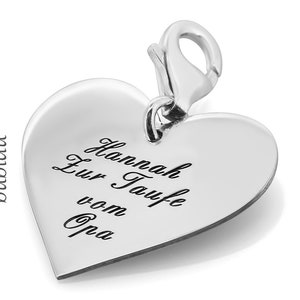 Breloque coeur gravé pendentif argent cadeau amour pendentif coeur argent 925 breloques créateur pendentif prénom image 4