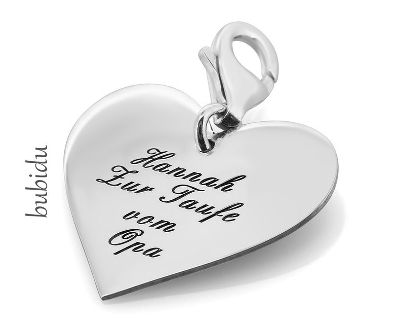 Breloque coeur gravé pendentif argent cadeau amour pendentif coeur argent 925 breloques créateur pendentif prénom image 4