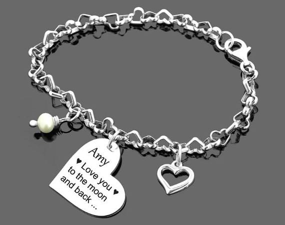 Bracciale Promessa Personalizzato Grand Made Con 1-5 Cuori – Gioiello In Argento Per Coppia, Regalo San Valentino Con Nome Inciso