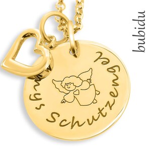 Schutzengel Kette Gold, Namenskette Engel, Taufe, Einschulung, Kommunion, Konfirmation, Herz vergoldet Bild 7