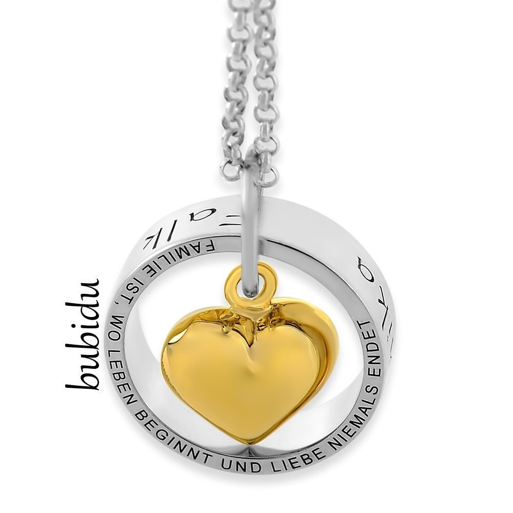 Familienring Kette mit vergoldetem Herz Ring Kette mit Namen & Etsy.de