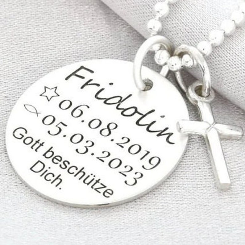 Doopketting jongen meisje, doopsieraden graveren, naamketting communie doopbevestiging zegen kinderketting 925 zilveren kruis hanger Psalmvers afbeelding 3