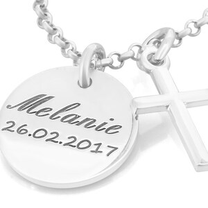 Baptism necklace with cross, baptism jewelry engraving, communion imagem 3