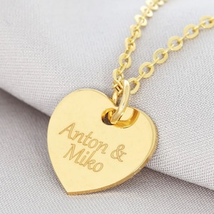 Harthanger vergulde damesketting met gravure hanger hart 925 zilveren vergulde harthanger naamketting cadeau moederketting met gravure