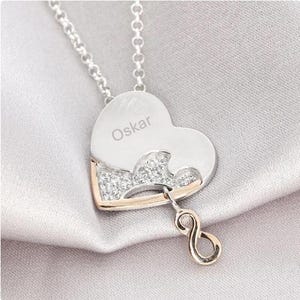 Silver necklace with heart pendant infinity jewelry engraving gift Valentine's Day silver pendant with initials Mother's Day name children anniversary