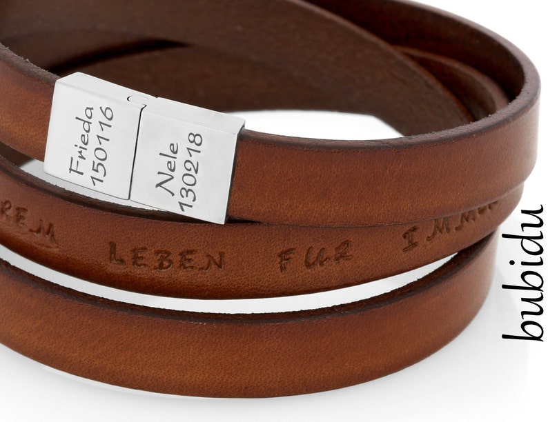 Leather bracelet men engraving brown name bracelet man men's bracelet personalized text gift dad men's bracelet name jewelry leather BUBIDU image 4