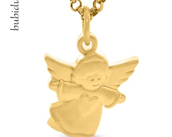 Schutzengel Kette Taufe Gravur Gold Taufkette Kinder Taufschmuck 925 Sterling Silber vergoldet Namen Engel fliegend Herz Geschenk Angel