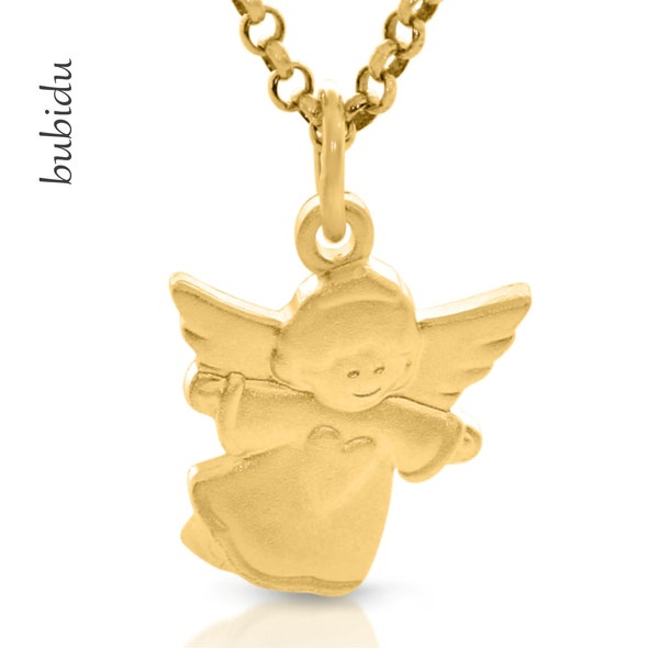 Schutzengel Kette Taufe Gravur Gold Taufkette Kinder Taufschmuck 925 Sterling Silber vergoldet Namen Engel fliegend Herz Geschenk Angel