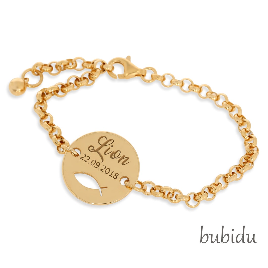 Christening Bracelet Goldplated Bracelet Engraving Gift Etsy Sweden