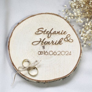 Ring pillow personalized with name wedding ring holder with engraving wedding decoration memory registry office ring holder with flowers tree disc wedding rings