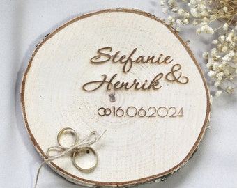 Ring pillow personalized with name wedding ring holder with engraving wedding decoration memory registry office ring holder with flowers tree disc wedding rings