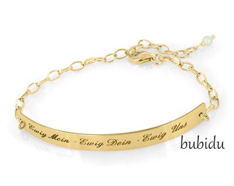 WOMEN'S BRACELET GOLD Name Bracelet Id Bracelet Engraving Personalized Women's Jewelry Gold Bracelet Names Gift Engagement Jewelry Text Eternal Your