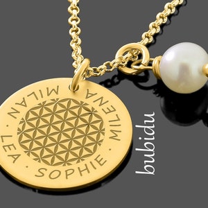 Name necklace gold necklace chain engraving flower of life women's jewelry gift woman necklace name family gold jewelry special women's necklace flower image 1