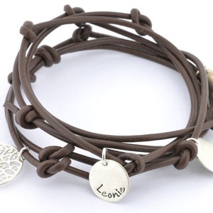Bracelet familial en argent 925 avec gravure arbre de vie, bracelet wrap, plaque personnalisée, cadeau pour maman image 3
