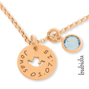 Baptismal jewelry rose gold plated with engraving name chain baptism communion confirmation birthstone baptism branch baptism necklace gift boy girl