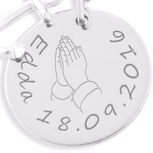 Taufkette Gravur Silber Taufschmuck Anker Namenskette Mädchen Silberschmuck Namen Datum Hände Heilige Taufe Schmuck Kinderkette Kommunion Bild 5