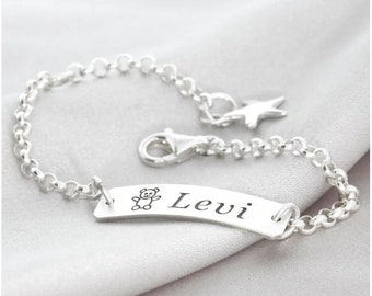 Baptism gift personalized name jewelry, baptismal bracelet boys or girls, silver, baby bracelet, children's jewelry with engraving for birth