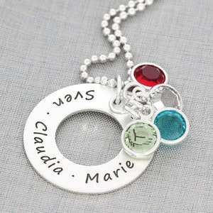 Geburtsstein Kette Halskette mit Monatsstein Damen Geschenkidee Mama Valentinstag Muttertag Familie Kinder Namenskette personalisiert Bild 2