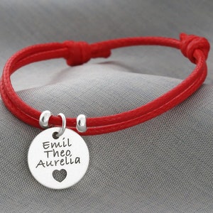 CHILDREN&#39;S BRACELET with engraving name bracelet red 925 silver girl&#39;s bracelet gift daughter school enrollment children&#39;s jewelry name
