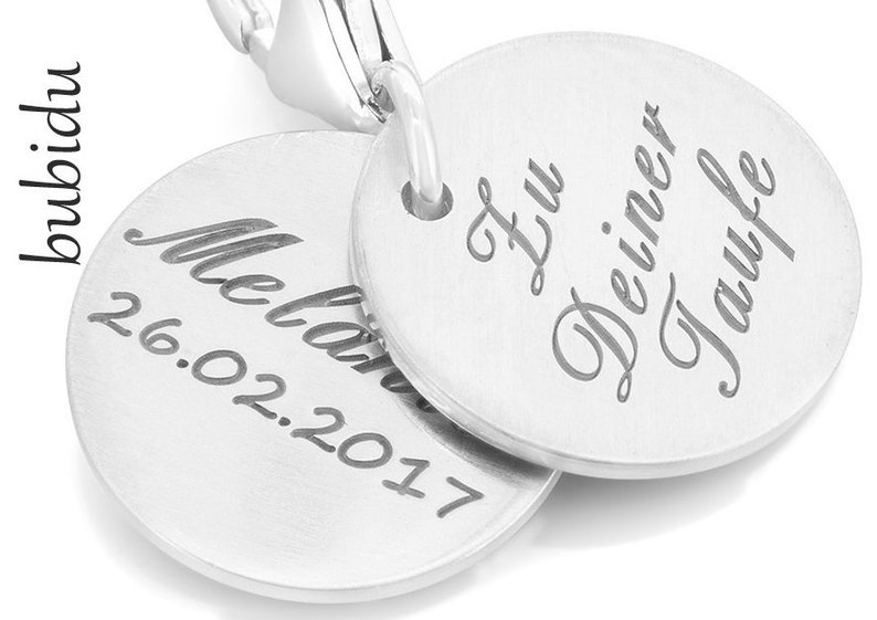 Silver Charm with Engraving, Pendant with Name, Jewelery Mom Valentine's Day Birth Birthday Charm for Wedding, Anniversary, Memory of Occasion image 3