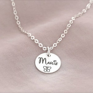Collar infantil vuelta al cole collar con nombre plata con grabado joyas personalizadas mujer nombres niños bautizo joyas grabado cadena comunión escolar