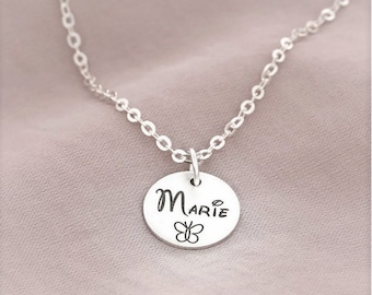 Children's necklace back to school silver name necklace personalized with engraving, women's jewelry children's name christening jewelry