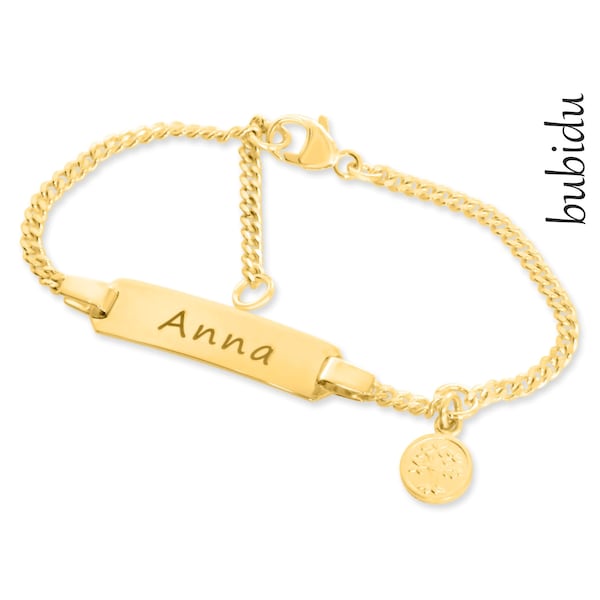 Taufarmband Gravur Gold Junge Mädchen Namen Taufgeschenk Lebensbaum Namensarmband Armkettchen personalisiert Schmuck Geburt Taufband Baby