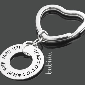 Keychain Engraving Men's Jewelry Pendant Text Charm Gift Father Dad Friend Love Pendants Heart Pendant Keychain Keychain image 4