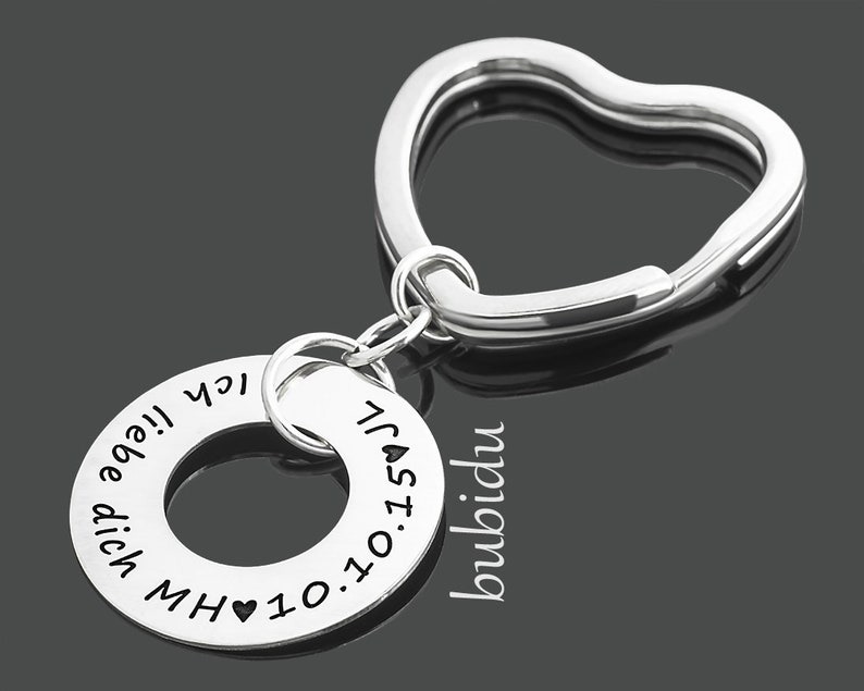 Keychain Engraving Men's Jewelry Pendant Text Charm Gift Father Dad Friend Love Pendants Heart Pendant Keychain Keychain image 4