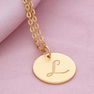 17mm pendant and chain with engraving gold initial name date gold chain text children jewelry font gold jewelry engraving pendant