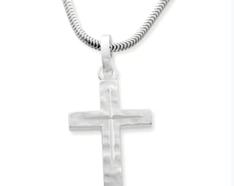 Kreuzanhänger 18x11mm Taufkette schlicht 925 Sterling Silber Taufe Anhänger Kreuz Kette Taufschmuck Gravur Name oder Datum personalisiert