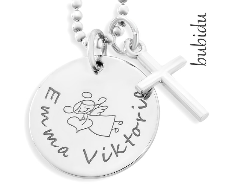 JUNGE TAUFKETTE MIT KREUZ GESCHENK TAUFE TAUFSCHMUCK GRAVUR NAMENSKETTE
