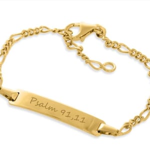 Baptism Bracelet Gold 12-14 cm Baby Bracelet Personalized Gold Plated ID Bracelet Name Bracelet Children&#39;s Jewelry Gift for Birth Baby Gift