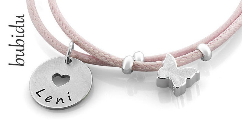 BRACELET pour Enfant AVEC GRAVURE en argent sterling 925 bracelet de baptême fille rose papillon bijoux pour enfants bijoux pour le baptême image 6