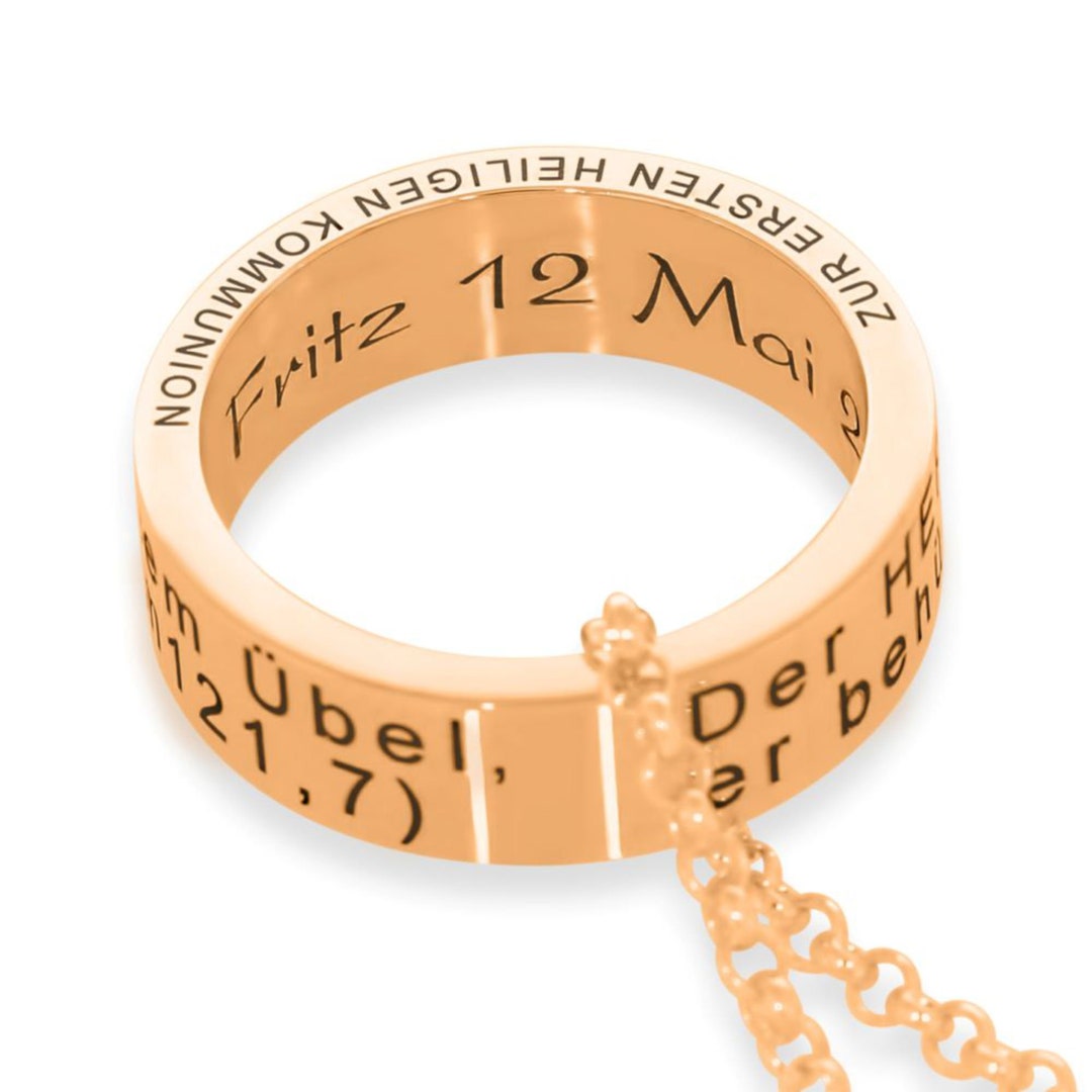 Christening Necklace Rose Gold Plated Communion Gift Name Ring Etsy