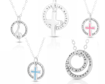 Family chain name circle name engraving two flat ring pendant Personalized engraving