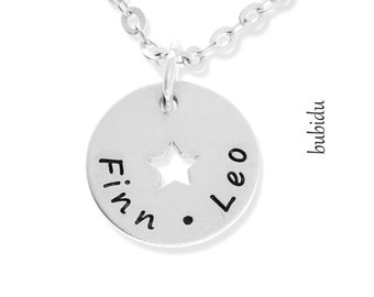 Silver chain engraving name chain pendant star name chain gift mom baby shower personalized necklace children's names 925 sterling silver