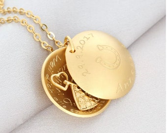 Necklace locket engraving baptismal necklace name gift for baptism name necklace custom engraving guardian angel baptism communion confirmation angel jewelry