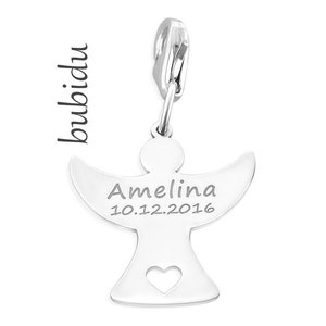 Guardian Angel Charm, Angel Pendant Engraving, Birth Gift Angel Jewelry Silver Angel Charm Baptism Gift Idea Guardian Angel Jewelry image 1