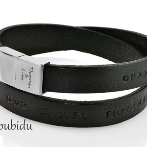 Schwarzes Herrenarmband Mit Gravur Männer Armband Geschenk für den Mann Bester Papa Bester Opa personalisiertes Männerarmband Bild 2