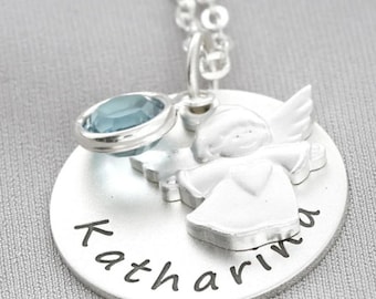 Baptism chain children engraving baptism jewelry 925 silver angel chain baptism baby jewelry birth gift baptism necklace silver jewelry guardian angel keepsake