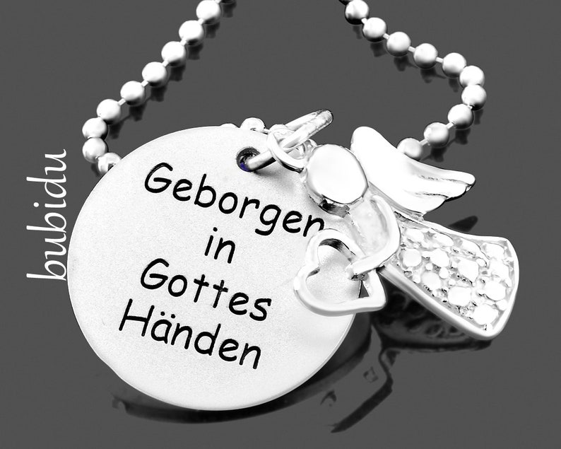 Engel Kette Silber Taufe Schmuck Gravur, Engelanhänger Anhänger personalisiert mit Text Namen Daten Spruch, besondere Erinnerung Andenken Bild 4