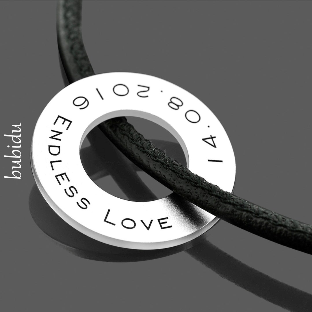 MEN'S CHAIN ENGRAVING Leather Chain Ring Pendant Engraving Data Men's ...