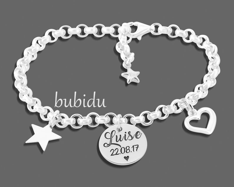 Silber Armband Gravur, Geburt Schmuck, Geschenk Bild 1