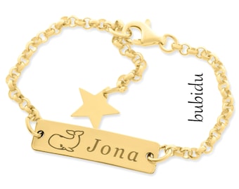 Bracelet enfants bijoux bébé bracelet personnalisé pour baptême communion confirmation cadeau nom bracelet plaqué or pendentif étoile