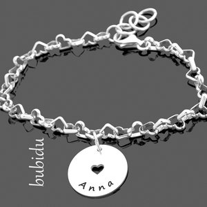 Gravure Bracelet Argent, Bracelet Coeur Avec Nom, Coeur image 2