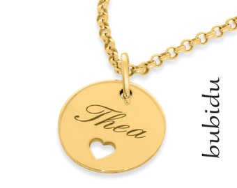 Kette Gravur gold Name Geschenk Taufe Kommunion Konfirmation Kette Kinderschmuck Gravur Namenskette Damenschmuck kleiner Anhänger