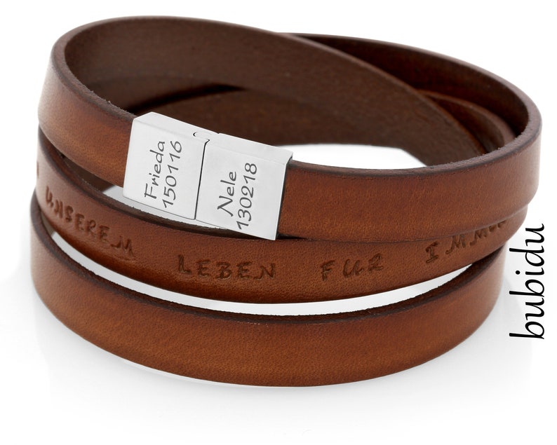 Leather bracelet men engraving brown name bracelet man men's bracelet personalized text gift dad men's bracelet name jewelry leather BUBIDU image 1