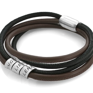 Men&#39;s bracelet with engraving leather bracelet for men black brown bracelet men name leather gift father family jewelry wrap bracelet man